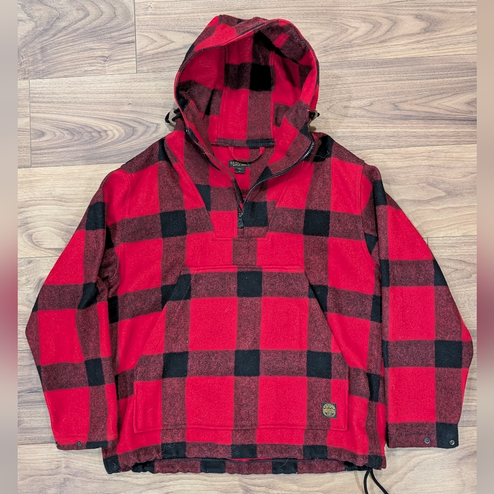 Filson Red/Black Plaid Mackinaw Wool Anorak